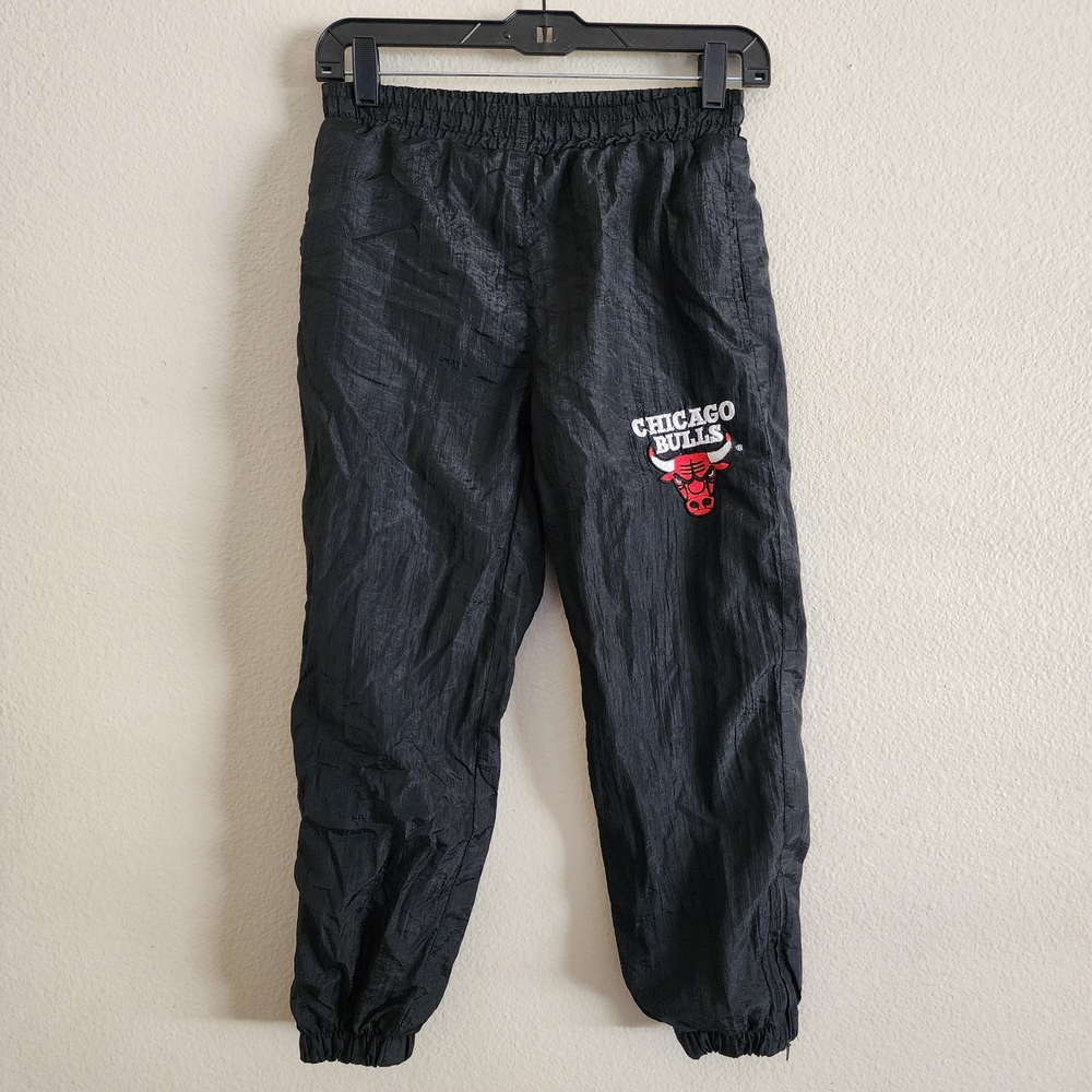 Vintage 90s STARTER Chicago Bulls Nylon Windbreaker Pants Black Youth 8